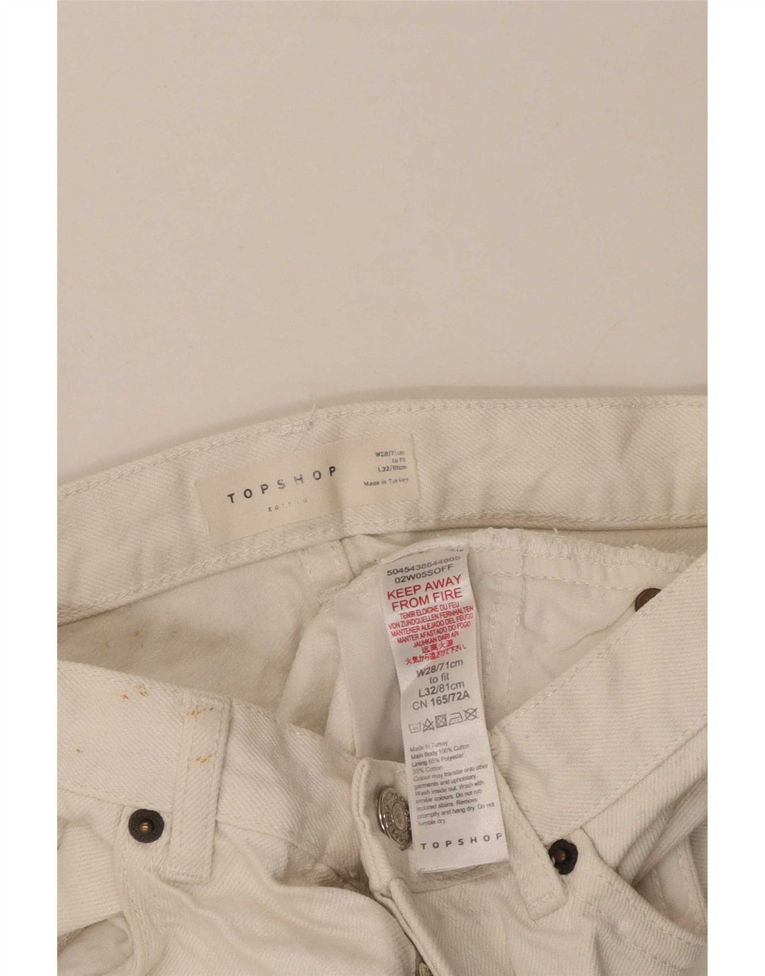 Topshop Short en Jean Femme W28 Polyester Blanc Moyen