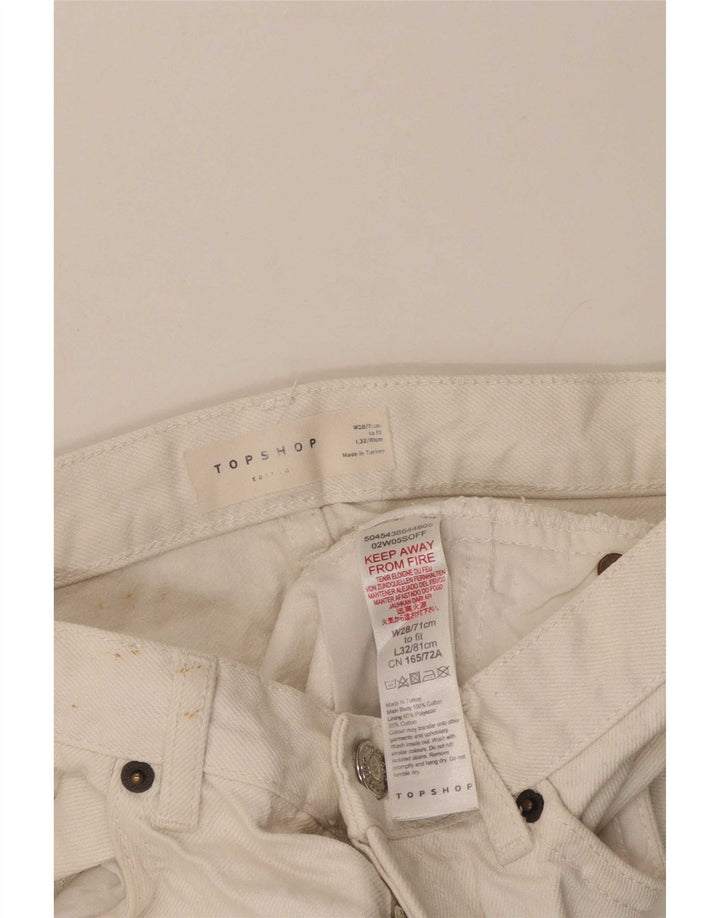 Topshop Short en Jean Femme W28 Polyester Blanc Moyen