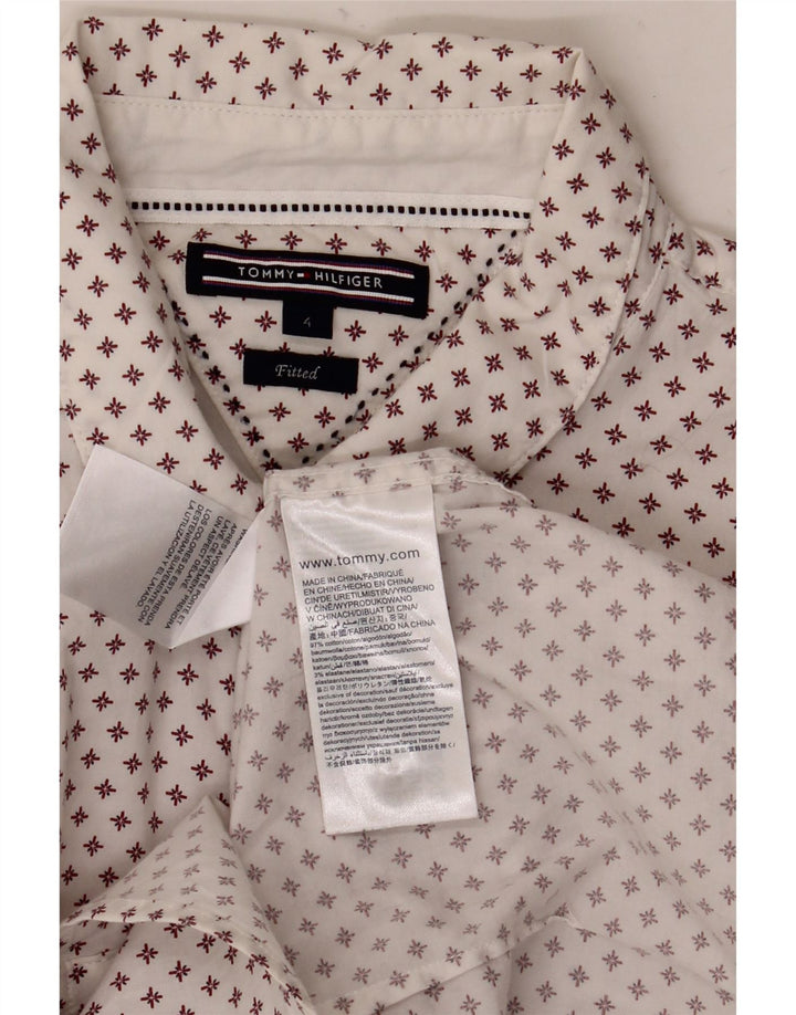 Tommy Hilfiger Chemise ajustée à motif abstrait pour femme US 4 Petit coton blanc