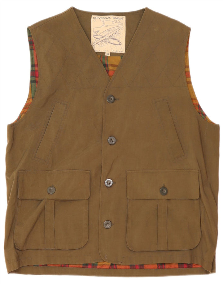vintage Mens Utility Gilet IT 50 Grand Kaki Polyamide
