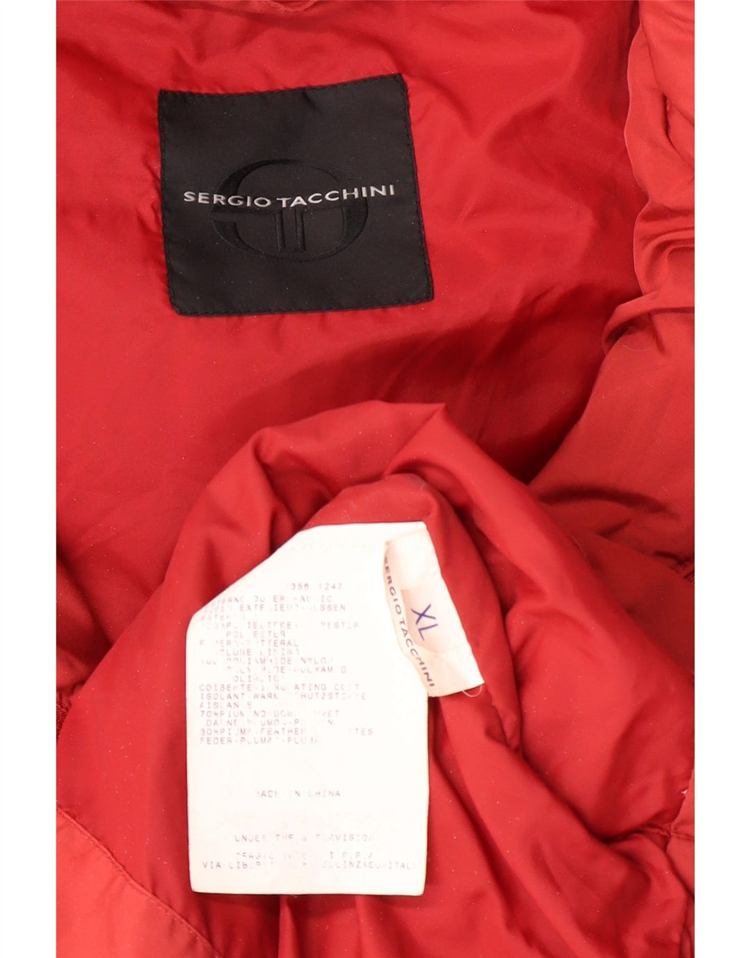 SERGIO TACCHINI Veste matelassée à capuche pour homme UK 42 XL Rouge Polyester
