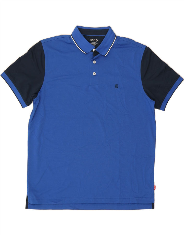 IZOD Mens Performance Polo Shirt Large Blue Colourblock Polyester Vintage Izod and Second-Hand Izod from Messina Hembry 