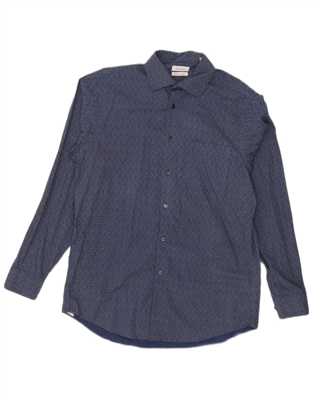 Calvin Klein Chemise coupe régulière pour homme Taille 15 1/2 Bleu marine moyen à pois