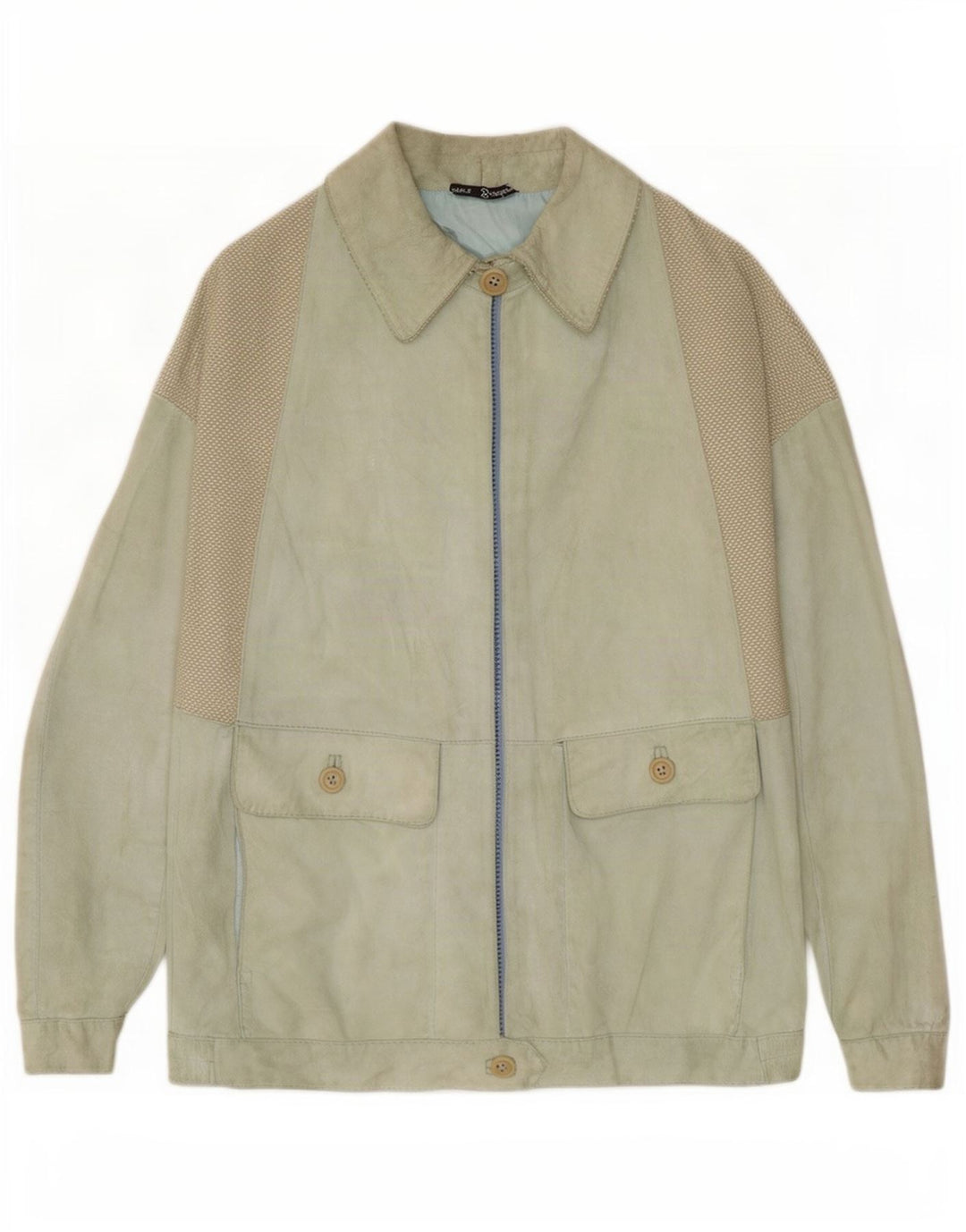 Veste en daim femme vintage IT 44 Cuir vert moyen