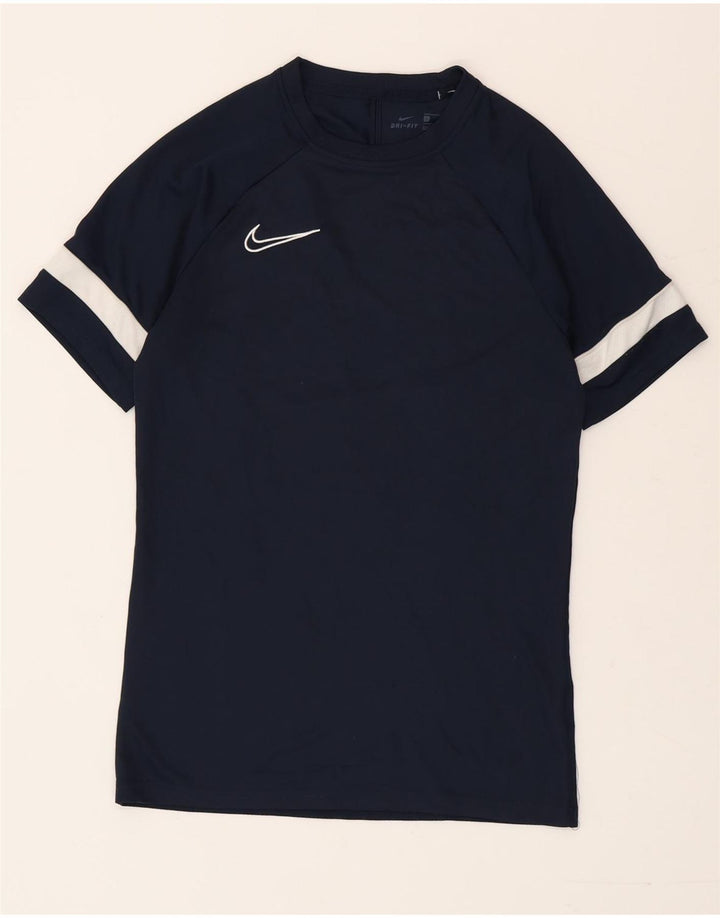 Nike Hommes Dri Fit T-Shirt Haut Petit Bleu Marine Colorblock