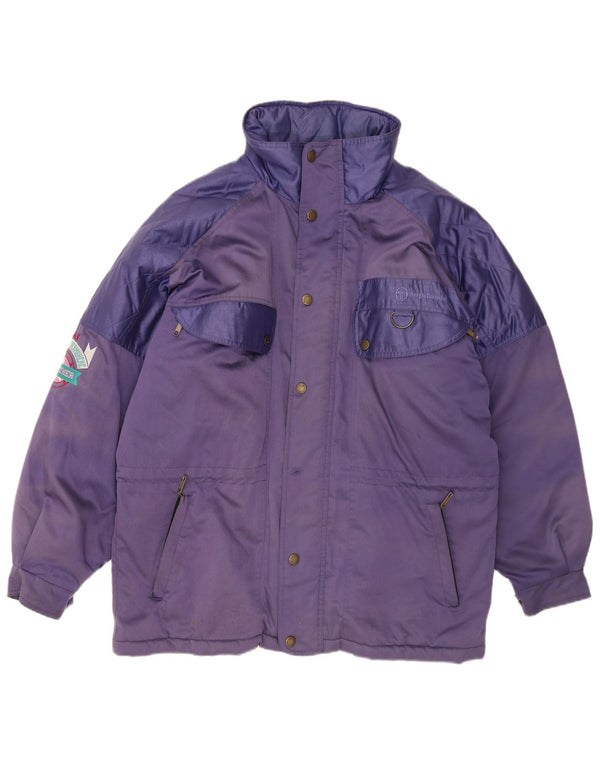 Sergio Tacchini Veste matelassée coupe ample pour homme UK 40 Large Violet Colourblock