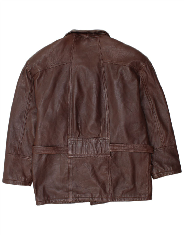 veste en cuir ceinturée homme vintage EU 50 Grand cuir marron