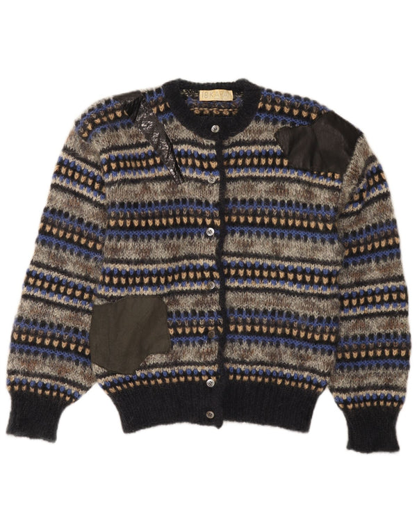 vintage Womens Cardigan Sweater UK 14 Moyen Multicolore Fair Isle