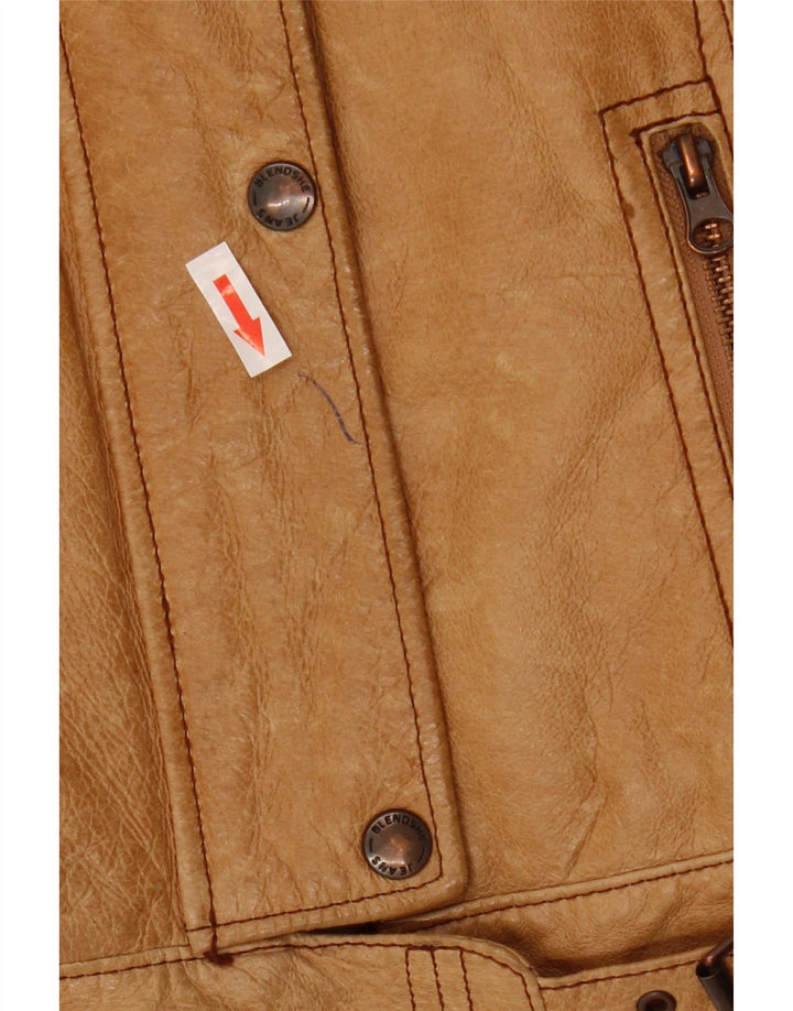 Veste en cuir femme vintage UK 12 Cuir Beige Moyen