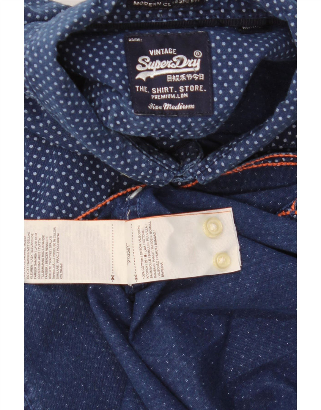 Superdry Chemise à Manches Courtes Homme Bleu Moyen Spotted Cotton