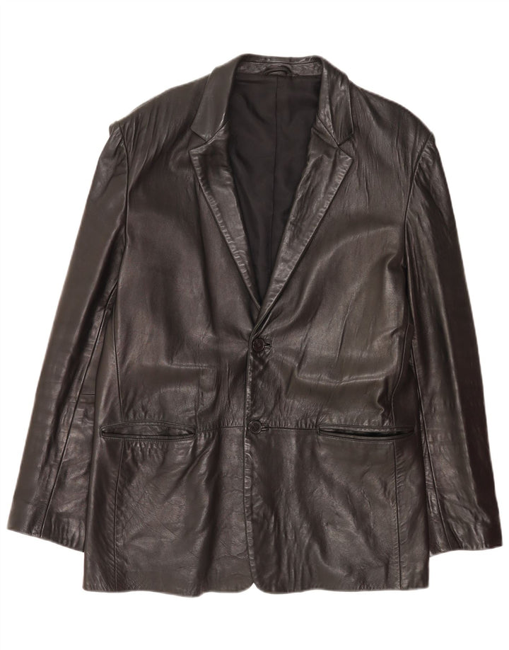 Mexx Veste blazer en cuir à 2 boutons pour homme IT 52 XL Cuir noir