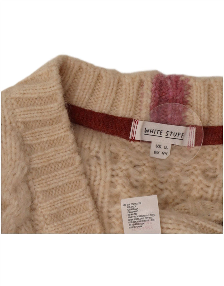 Pull Cardigan White Stuff Femme UK 16 Large Beige Polyester