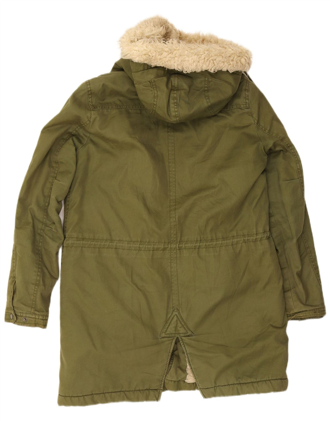 Zara Parka à capuche pour femme UK 14 Medium Kaki Polyester