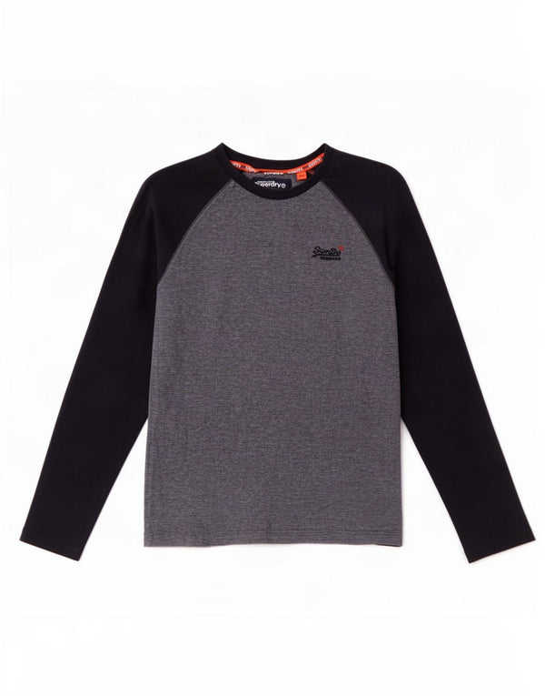 Superdry Homme Top Manches Longues XS Bleu Marine Colourblock Cotton