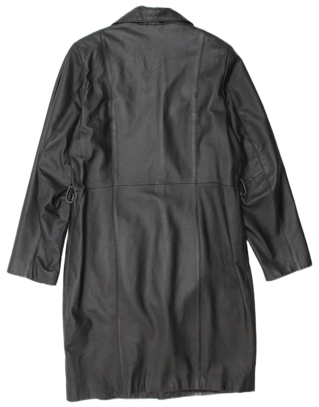 VINTAGE Manteau en cuir femme UK 14 Cuir noir moyen