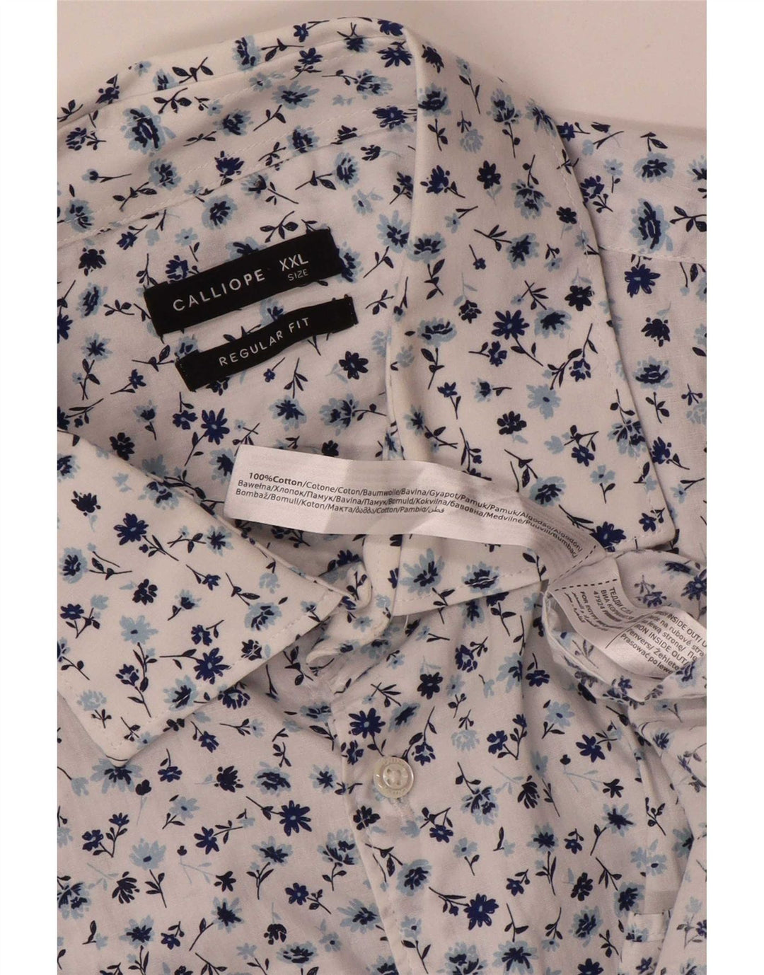 Calliope Chemise coupe régulière pour homme 2XL en coton floral blanc