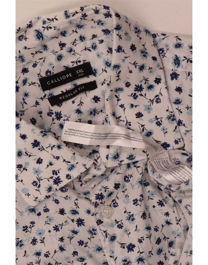 Calliope Chemise coupe régulière pour homme 2XL en coton floral blanc