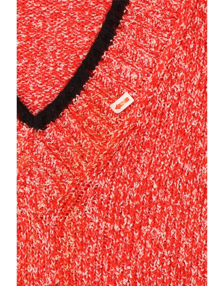 Marks & Spencer Pull col en V pour femme UK 16 Large Rouge Polyester