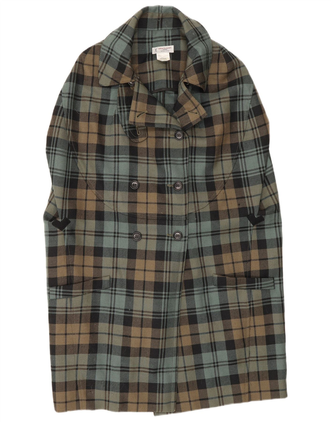 Manteau croisé pour femmes Alberto Biani IT 42 Medium Vert à carreaux