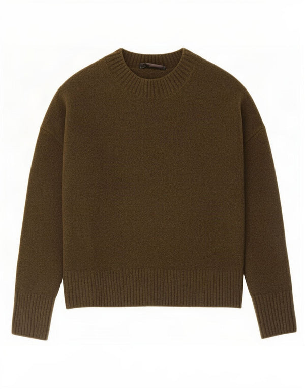 Zara Pull surdimensionné à col bateau pour femme UK 10 Petit Kaki Acrylique