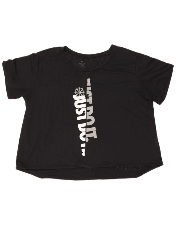 Nike T-shirt graphique surdimensionné Dri Fit pour femme UK 20 2XL Noir Polyester
