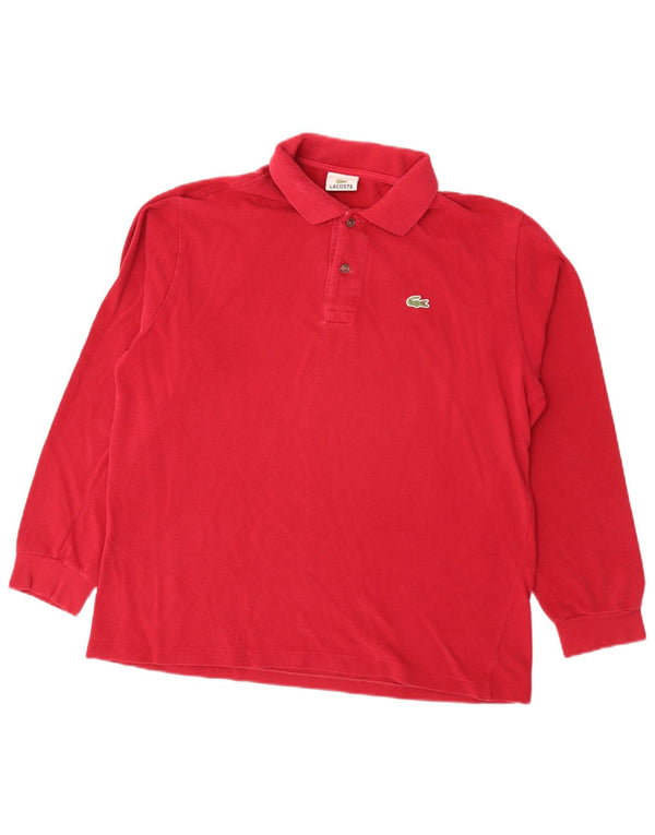 Lacoste Polo à manches longues pour homme Taille 5 Grand coton rouge