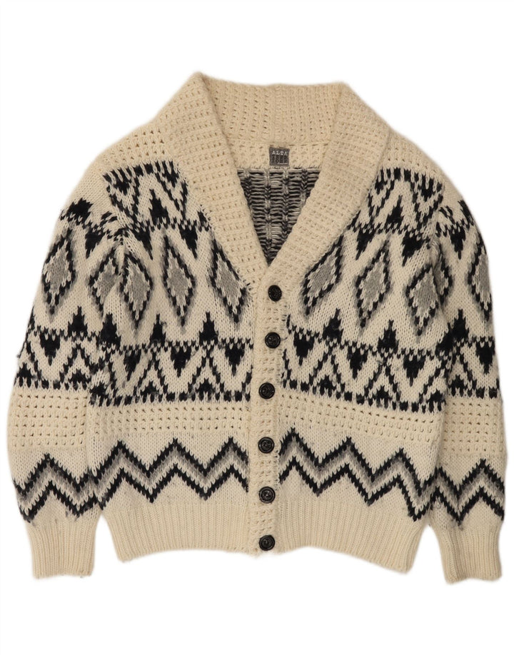 Altatensione Pull Cardigan Homme Blanc Cassé Fair Isle Acrylique