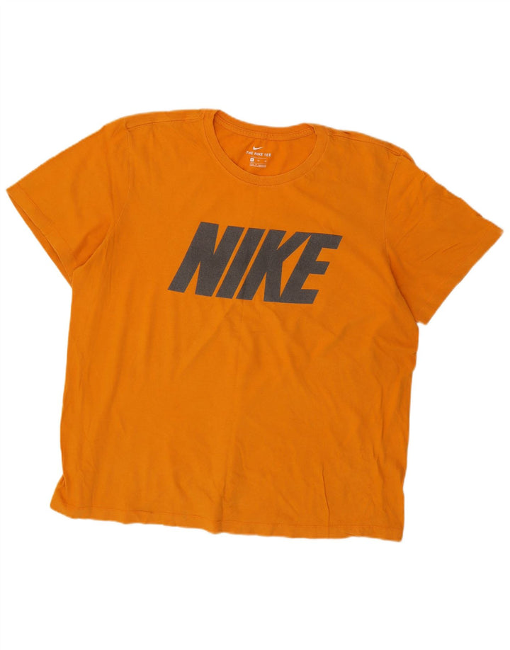 NIKE Mens Graphic T-Shirt Top XL Orange Cotton