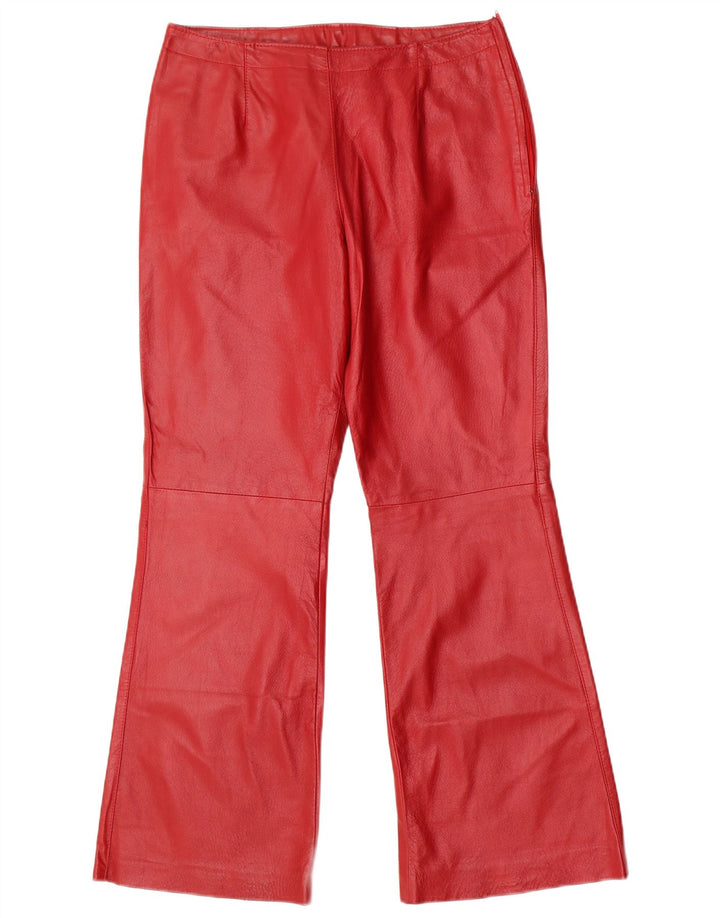 Conbipel Pantalon Flare En Cuir Femme IT 46 Large W30 L30 Cuir Rouge