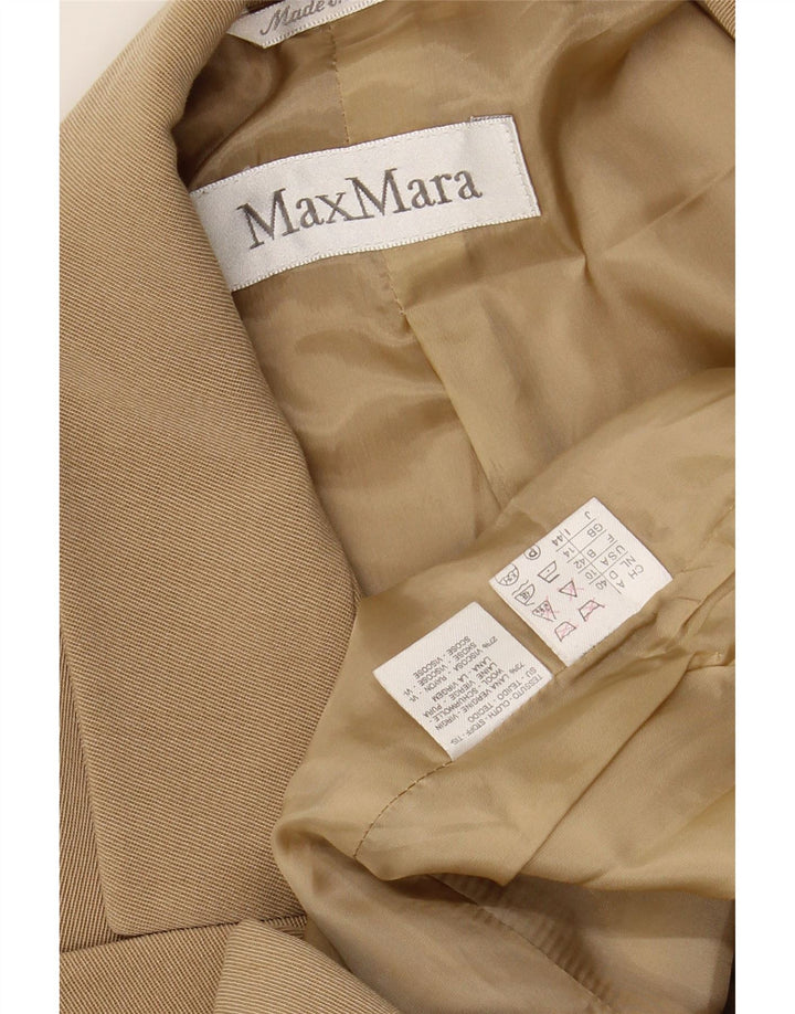 MAX MARA Veste blazer double boutonnage pour femme UK 14 Large Beige Laine