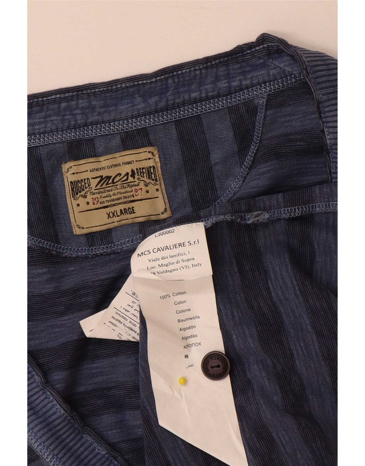 Marlboro Classics Cardigan pour homme en coton rayé bleu 2XL