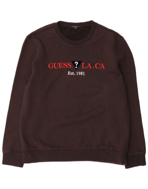 Guess Sweat-shirt graphique pour homme UK 42 Large Noir Coton