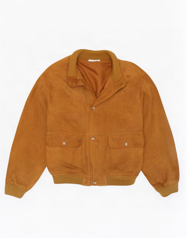 Veste Bomber En Daim Vintage Homme IT 56 3XL Cuir Beige