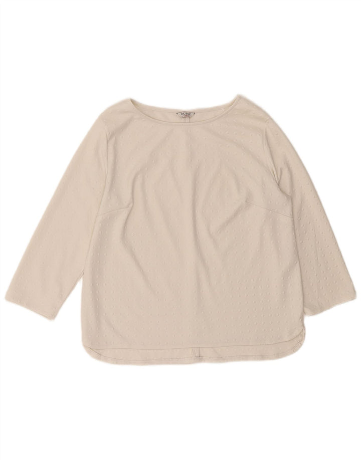 Guess Haut surdimensionné à manches 3/4 pour femme UK 10 Petit Blanc Géométrique Polyester
