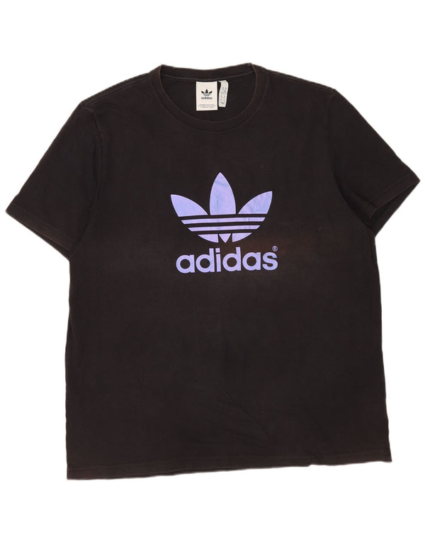 Adidas T-shirt graphique à manches longues XL en coton noir pour homme