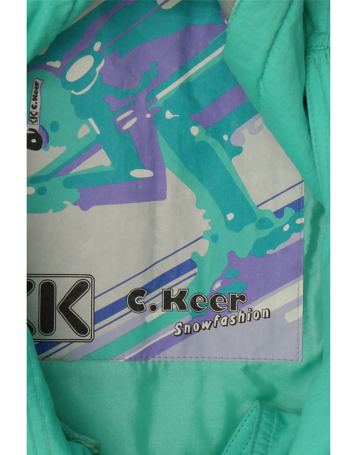 C.KEER Combinaison de ski à capuche pour homme Large Turquoise Géométrique