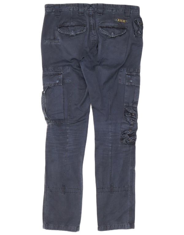 Iceberg Pantalon Cargo Slim Homme IT 50 Large W34 L32 Bleu Marine Coton