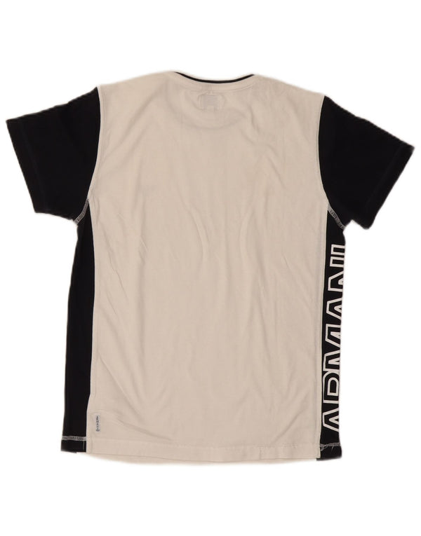 Armani Boys Graphic T-Shirt Top 13-14 ans Blanc Colorblock Coton
