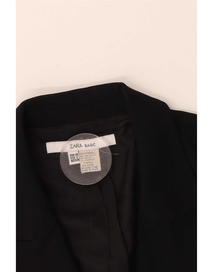 Zara Femme 1 Bouton Blazer Veste EU 38 Petit Noir Polyester
