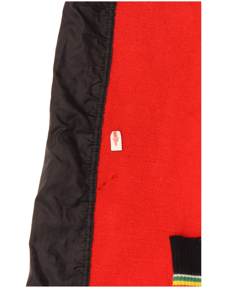 Veste Bomber Femme Vintage UK 14 Grande Laine Colorblock Noir