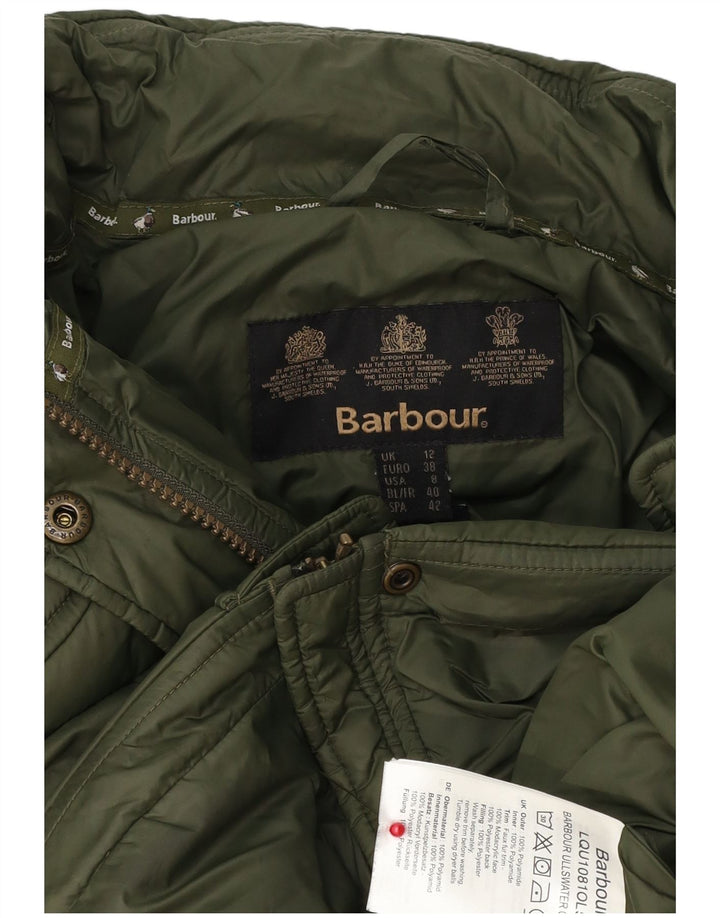 Barbour Veste rembourrée à capuche pour femme UK 12 Polyester vert moyen