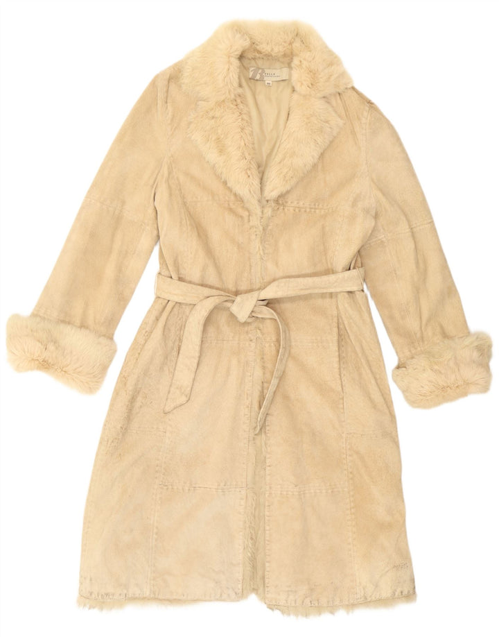 Manteau en cuir femme vintage IT 48 XL Beige Patchwork Cuir