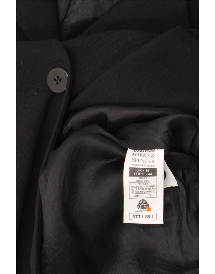 Marks & Spencer Manteau pour femme UK 16 Grande laine vierge noire