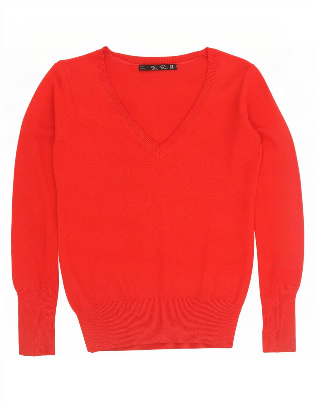 Zara Pull col V pour femme UK 12 Rouge moyen