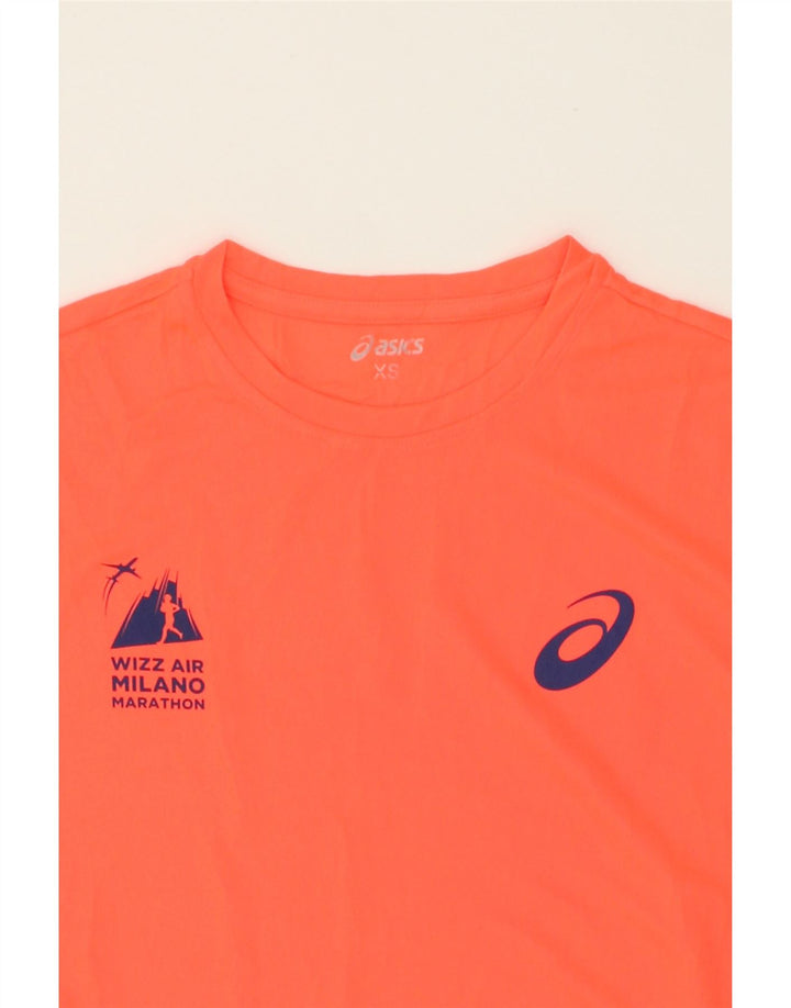 ASICS Mens T-Shirt Top XS Orange Polyester Vintage Asics and Second-Hand Asics from Messina Hembry 