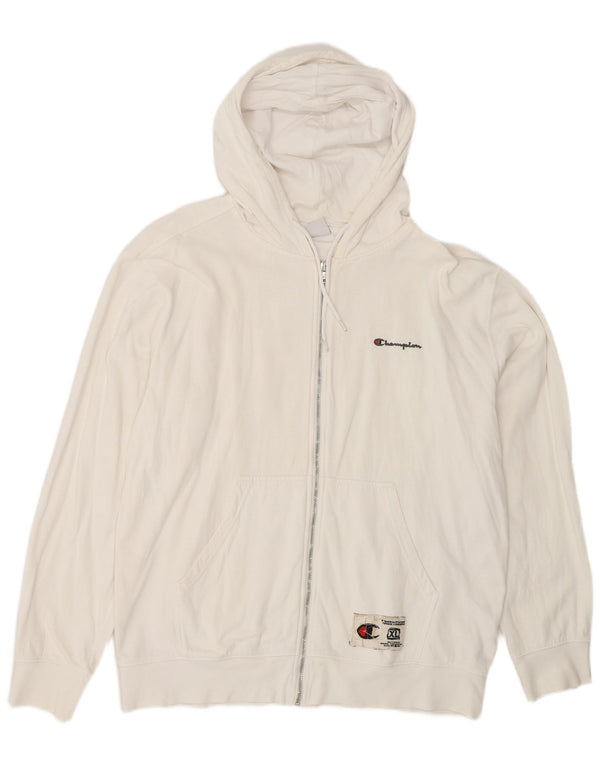 Champion Pull à capuche zippé pour homme XL en coton blanc