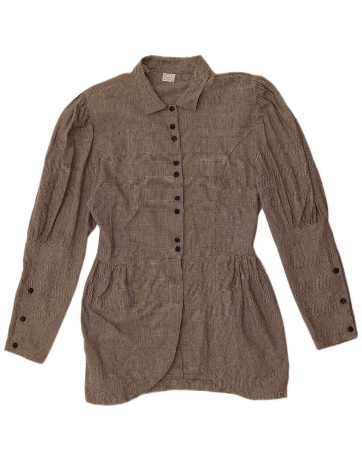 Benetton Chemisier Femme IT 46 Grand Carreau Gris Coton