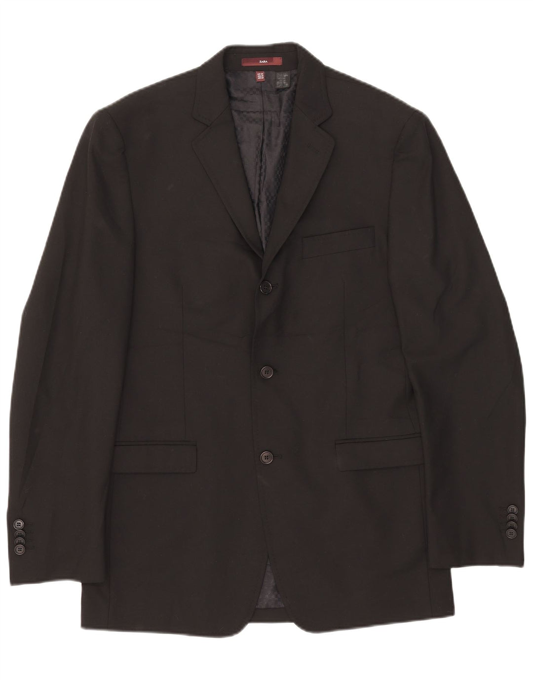 Zara Veste Blazer 3 Boutons Homme EU 48 Polyester Noir Moyen