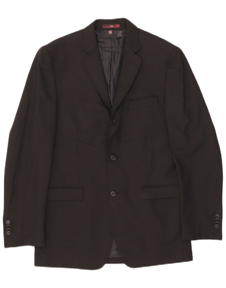 Zara Veste Blazer 3 Boutons Homme EU 48 Polyester Noir Moyen