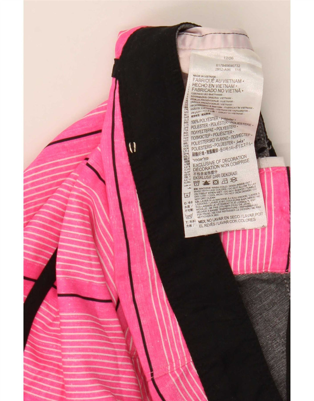 Hurley Short de Bain Garçon 11-12 ans Rose Rayé Polyester